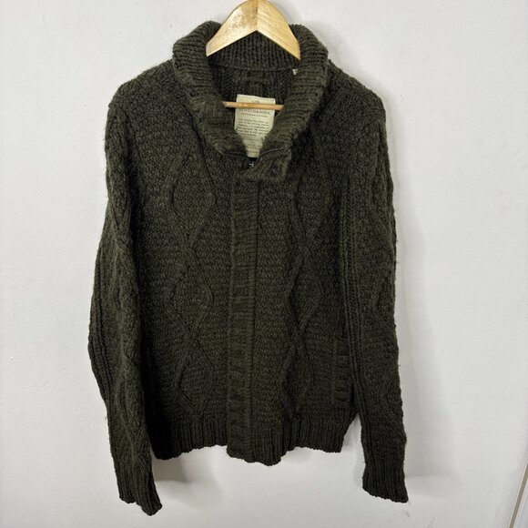 Scotch & Soda Men XL Cable Knit Wool Alpaca Blend Zip Jacket Green - Picture 1 of 8
